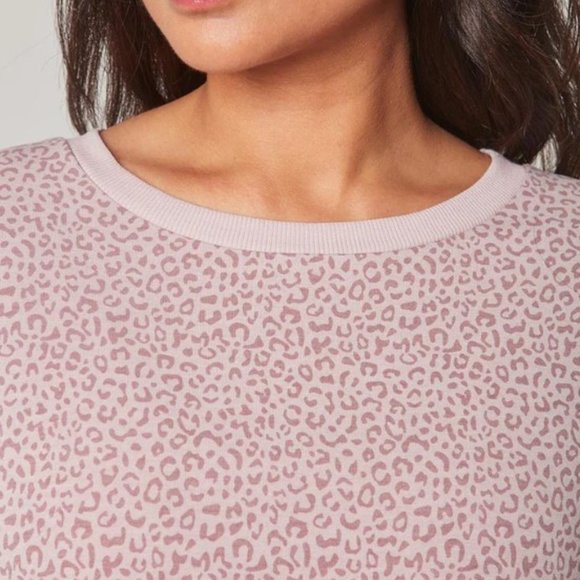 Mondetta Womens Blush Pink Leopard Print  Long Sleeve Sweater Sweatshirt… - Picture 16 of 16